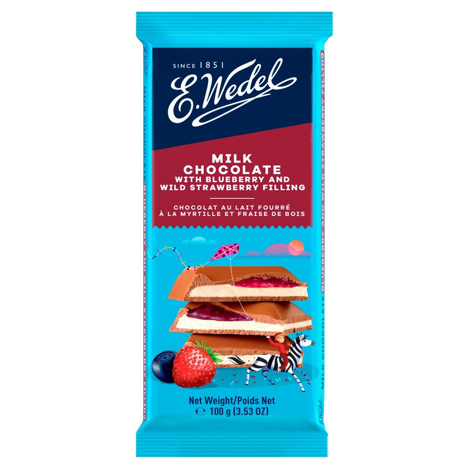 E.Wedel Milk Chocolate With Blueberry & Wild Strawberry 100G