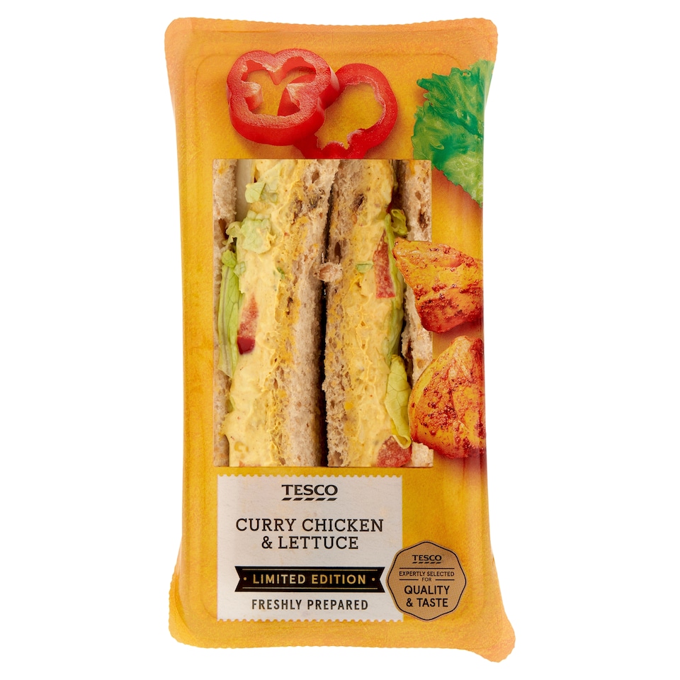 Tesco búzalisztből készült toast sült csirkés krémmel, piros paprikával és római salátával 179 g