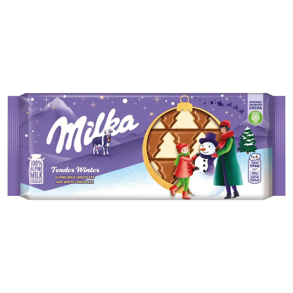 Milka Sweet winter mléčná a bílá čokoláda 90g