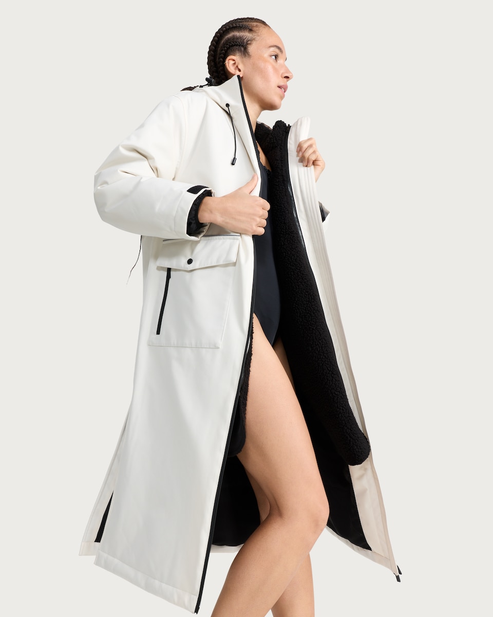 image 1 of F&F Active EVERYWEATHER 3 in 1 Waterproof All Weather Robe in Cream