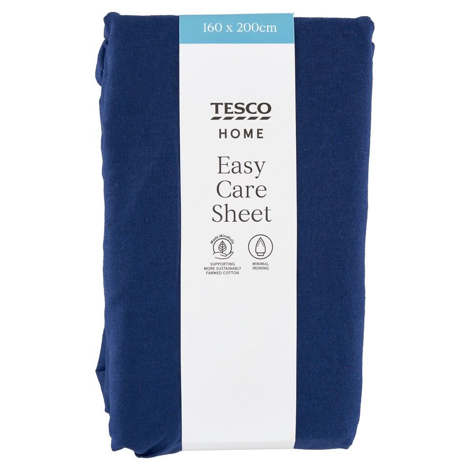Tesco Home Easy Care Dark Blue posteľná plachta 160 x 200 cm