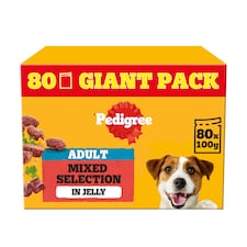 PEDIGREE Wet Dog Food Pouches Mixed Selection in Jelly 80x100g Mega Pack