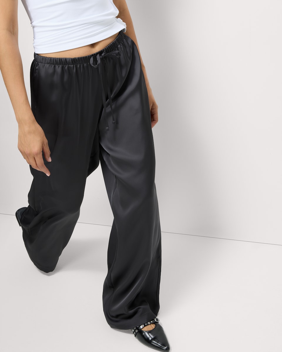 image 1 of F&F Satin Wide Leg Trousers in Grey