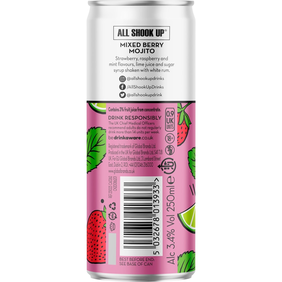 image 1 of All Shook Up Mixed Berry Mojito 250ml