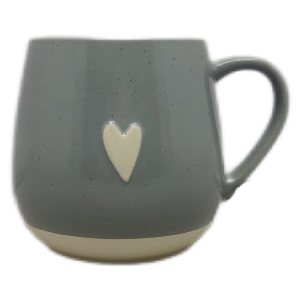 Fox & Ivy Grey Embossed Heart Mug