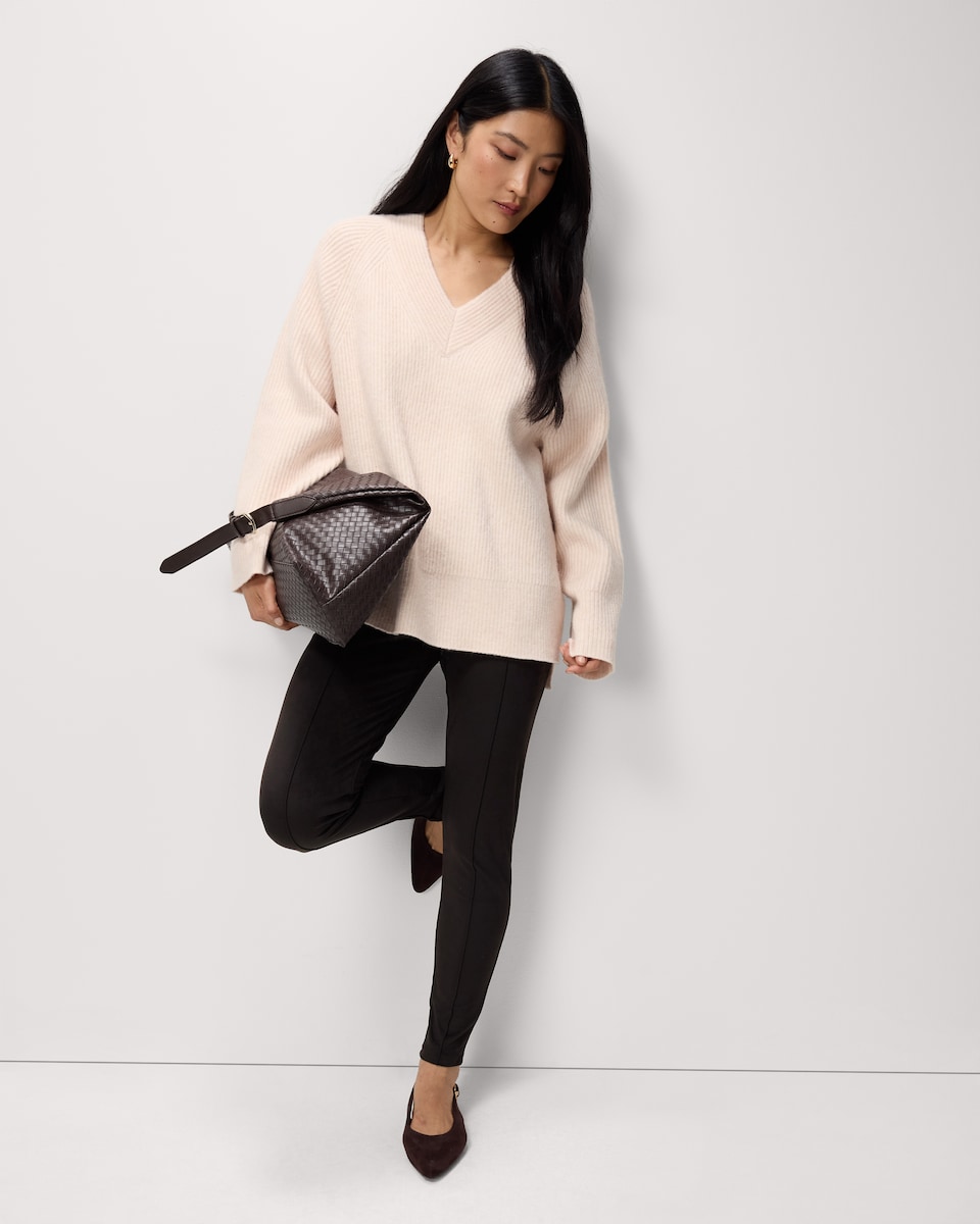 image 1 of F&F Faux Suede Leggings in Brown