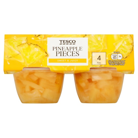 Tesco Pineapple In Pineapple Juice 4X120g Tesco Groceries