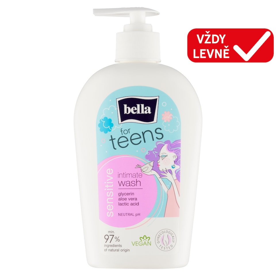 Bella For Teens Sensitive jemný krém pro intimní hygienu 300ml