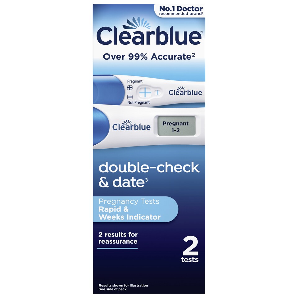 image 1 of Clearblue Double Check & Date Pregnancy Test Combo Pack with 2 Tests Kit