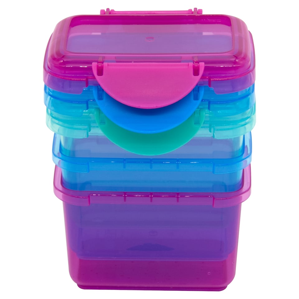 image 1 of Tesco Snack Pots Assorted Colours 3 Pack 350ml