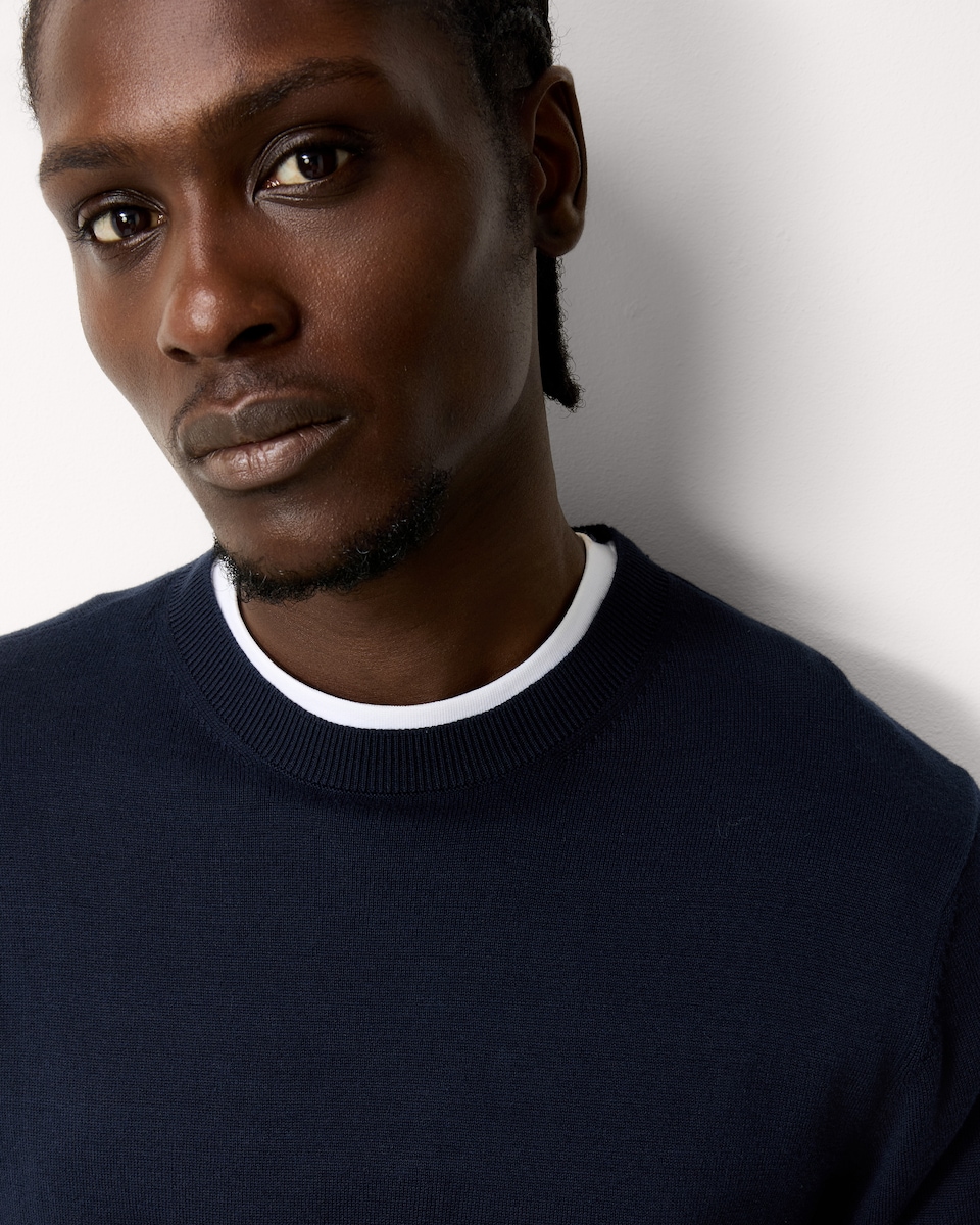 image 1 of F&F Pure Cotton Crew Neck Jumper in Navy
