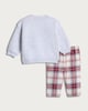 image 2 of F&F Baby 2-Piece Cotton Rich Santa Squad Sweatshirt and Trouser Pyjama Set in Grey Marl
