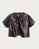 image 4 of OH ME OH MY Faux Leather Tie Front Top in Burgundy