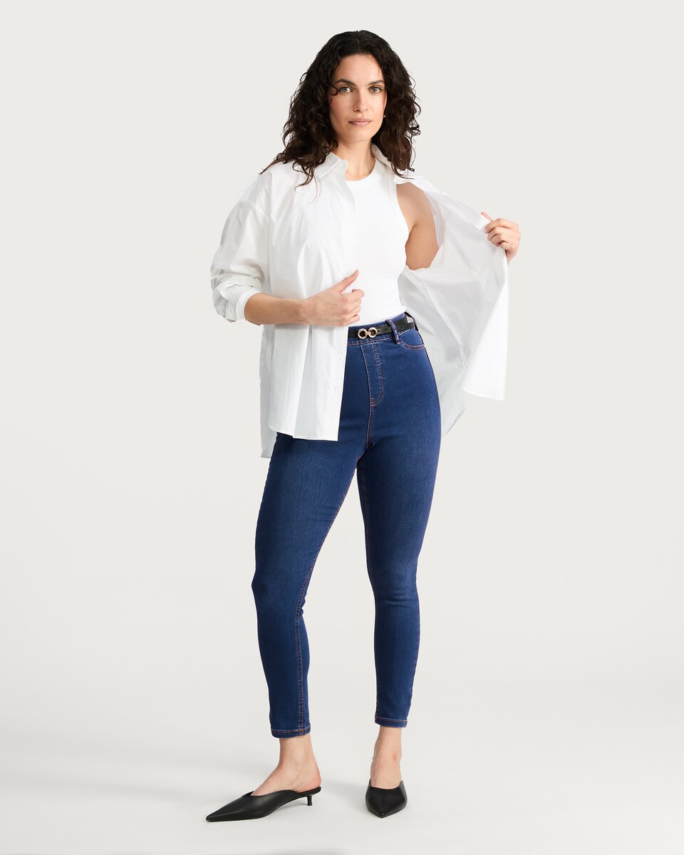 image 1 of F&F Skinny Fit High Waisted Jeggings in Navy