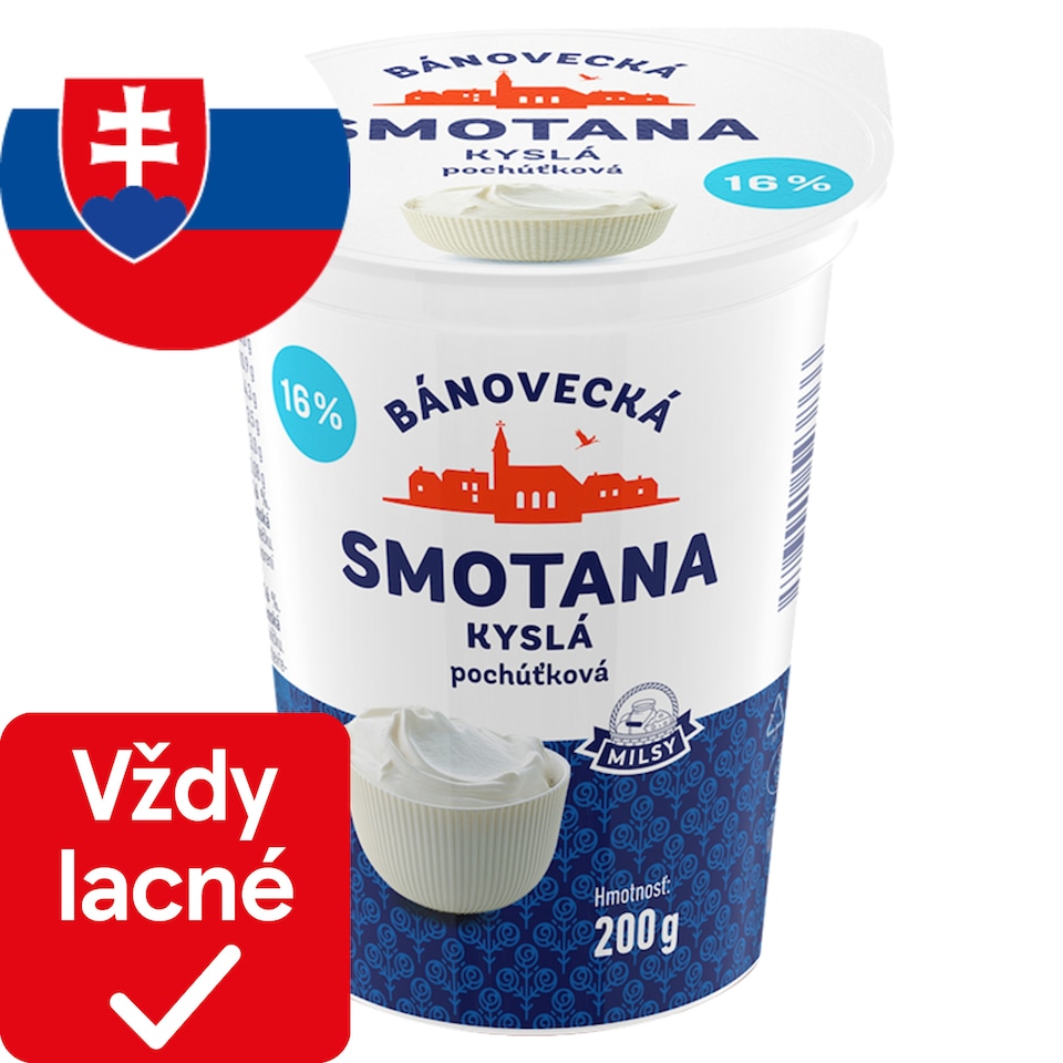 Milsy Smotana pochúťková kyslá 16% 200 g