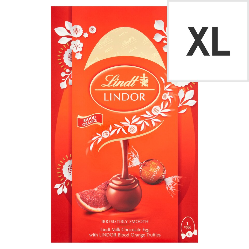 Lindt Lindor Milk Chocolate Egg Plus Blood Orange Truffles 260G Tesco