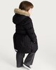 image 3 of F&F Girls Heart Print Faux Fur Hooded Puffer Coat in Black
