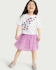 image 2 of F&F Girls 2-Piece Sequin T-Shirt and Tulle Skirt Set in Lilac