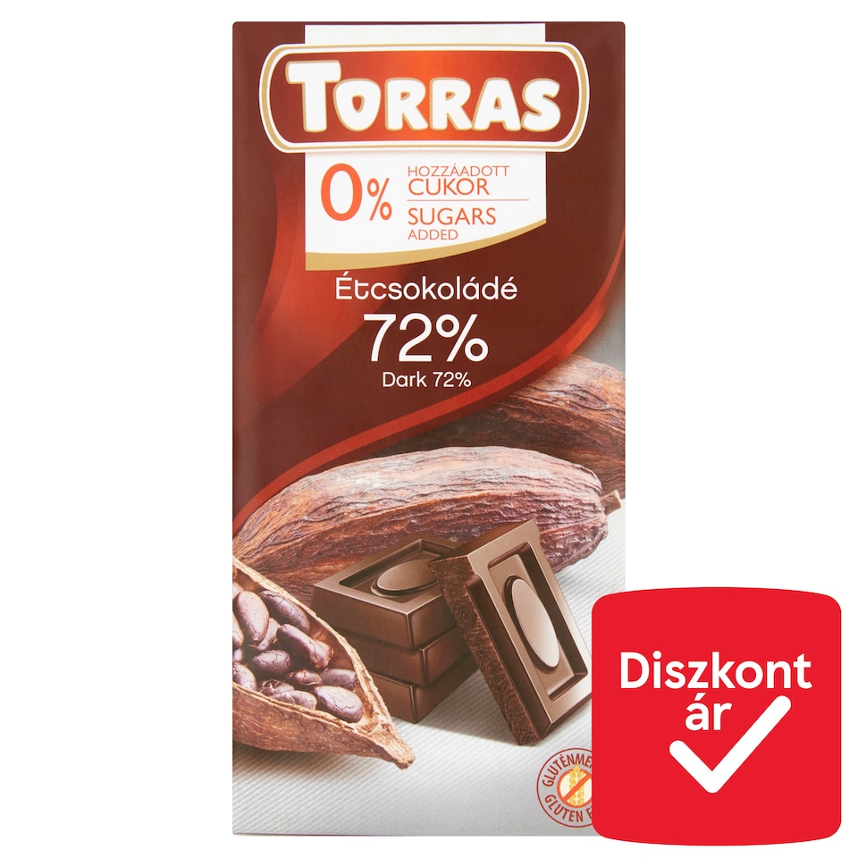 image 1 of Torras 72% Dark Chocolate with Sweetener 75 g