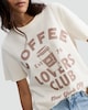 image 1 of F&F Pure Cotton Coffee Lovers Club Print T-Shirt in Cream