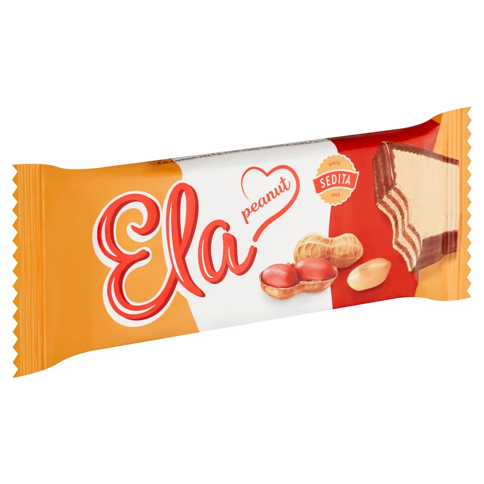 Sedita Ela szélein kakaós bevonómasszába mártott, földimogyorós krémmel töltött ostya 40 g