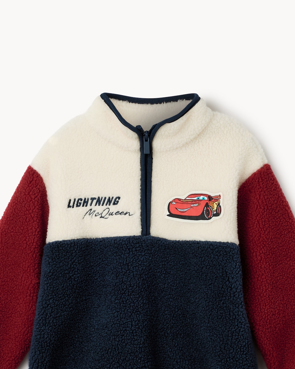 image 1 of Disney Lightning McQueen Fleece Embroidered Jacket in Burgundy