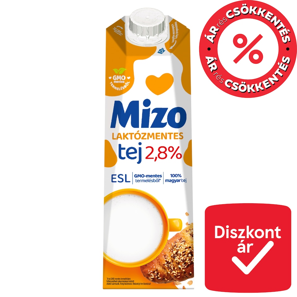 Mizo ESL Semi-Fat Lactose-Free Milk 2,8% 1 l
