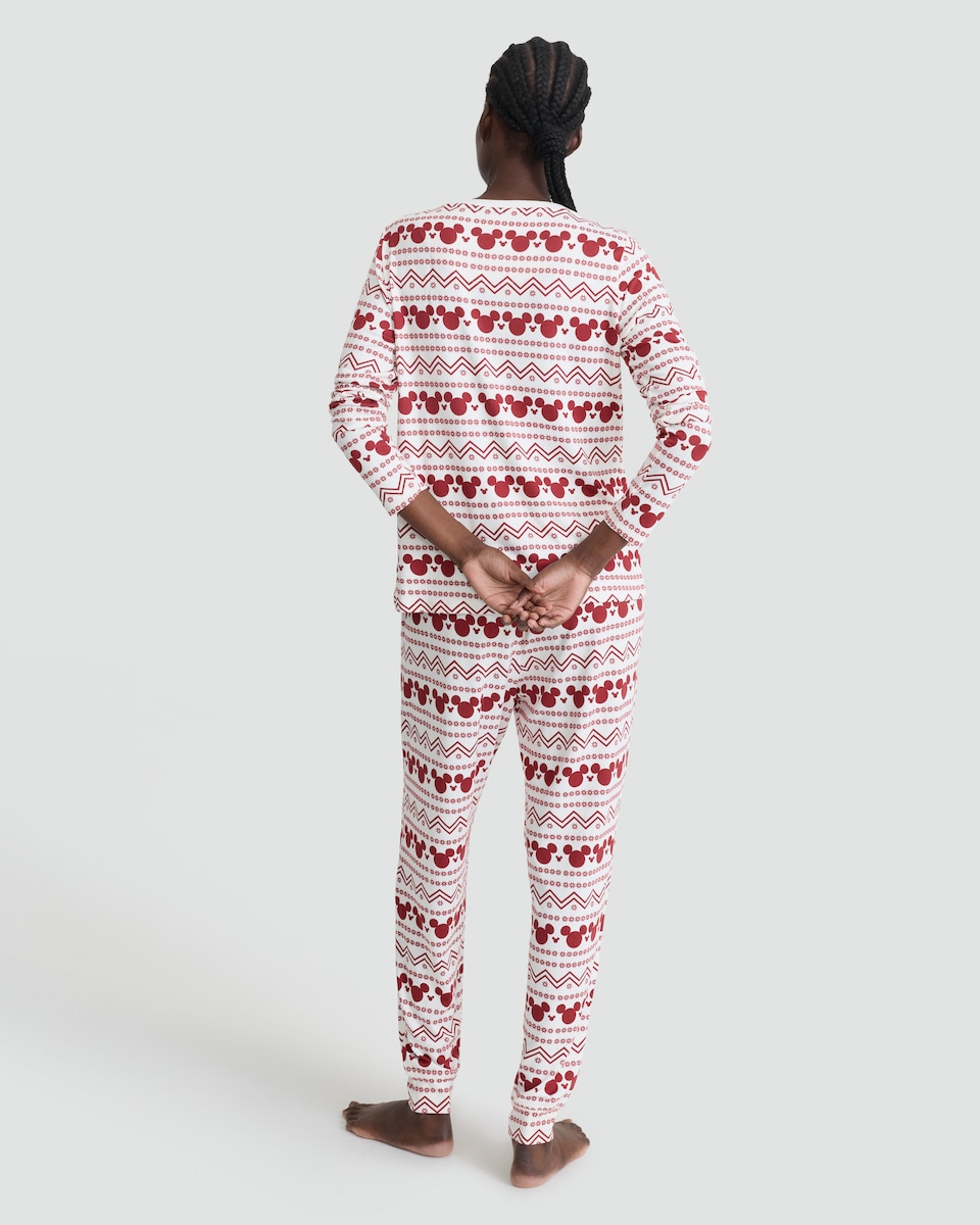 image 1 of Disney Mickey Mouse Fair Isle Print Matching Family Christmas Pyjamas in Multi Red