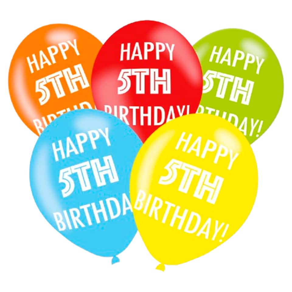 Tesco 10 Pack Happy Birthday Balloons Age 5