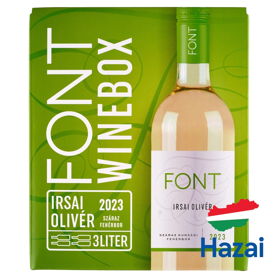 Font Kunsági Irsai Olivér fehér, száraz bor 11,5% 3 l