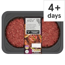 Tesco Finest 2 Northern Irish Aberdeen Angus 6oz Top Rib Beef Burgers 340g