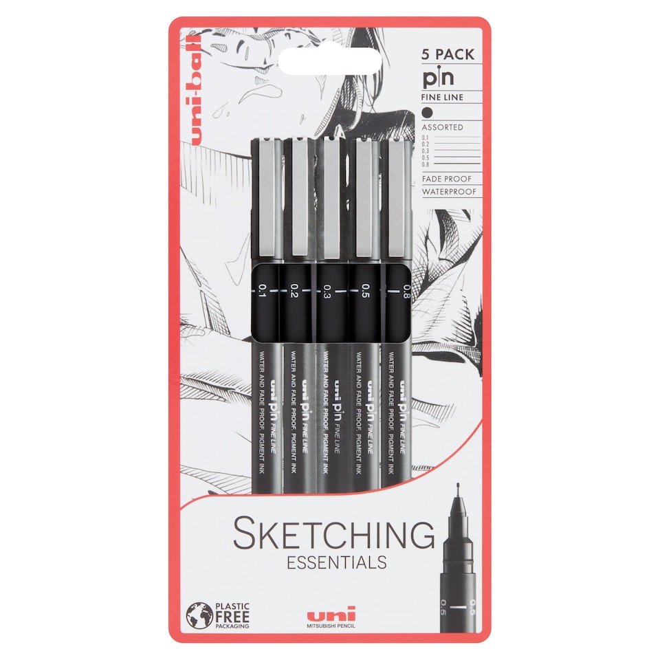 image 1 of Uniball Fineliners Assorted Nibs 5 Pack