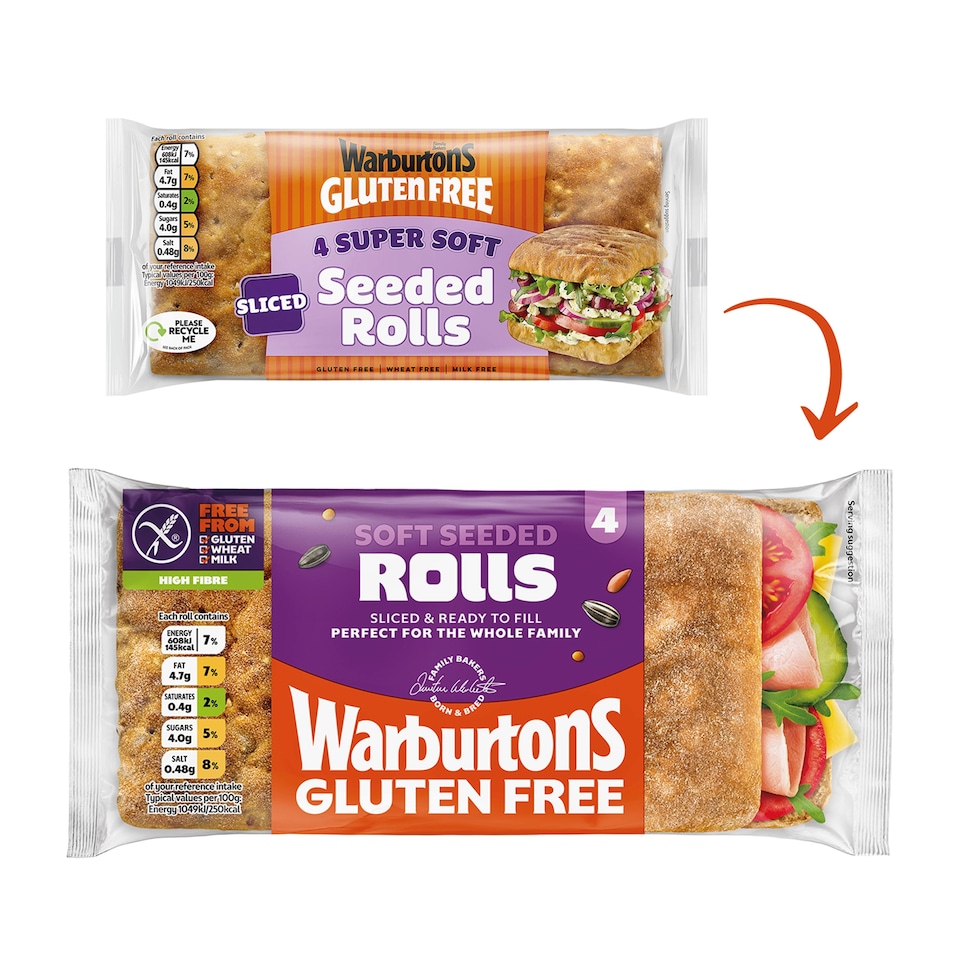 image 1 of Warburtons Gluten Free Super Soft Seeded Sliced Rolls 4 Pack
