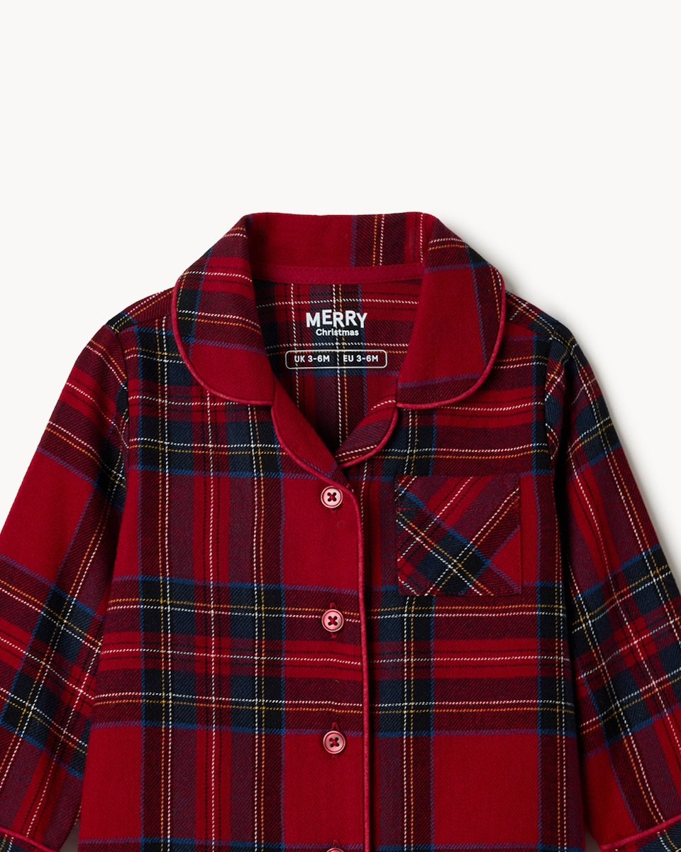 image 1 of Christmas Baby Cotton Rich Checked Revere Matching Family Pyjama Set in Red