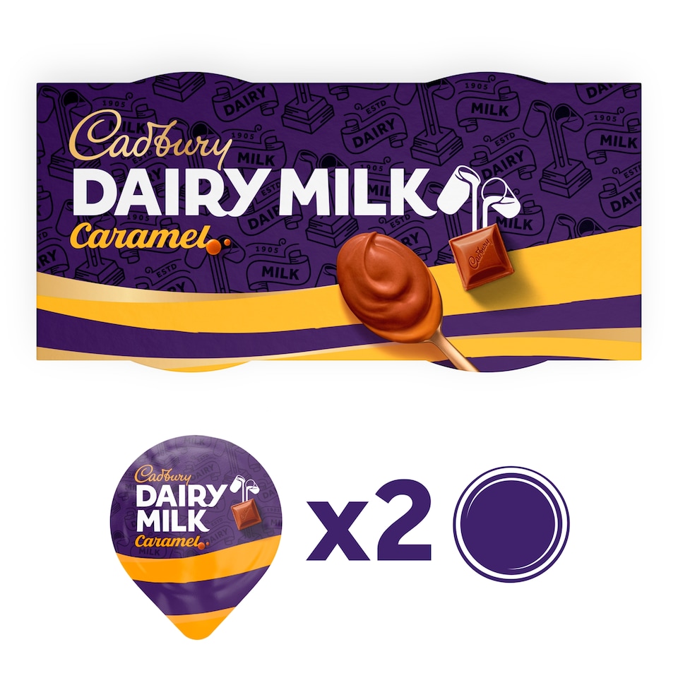image 1 of Cadbury Dairy Milk Caramel Pots of Joy Desserts 2x60g