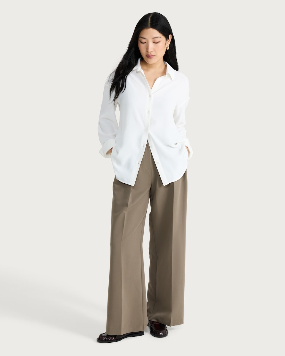 image 1 of F&F Button Up Collared Co-ord Shirt in White