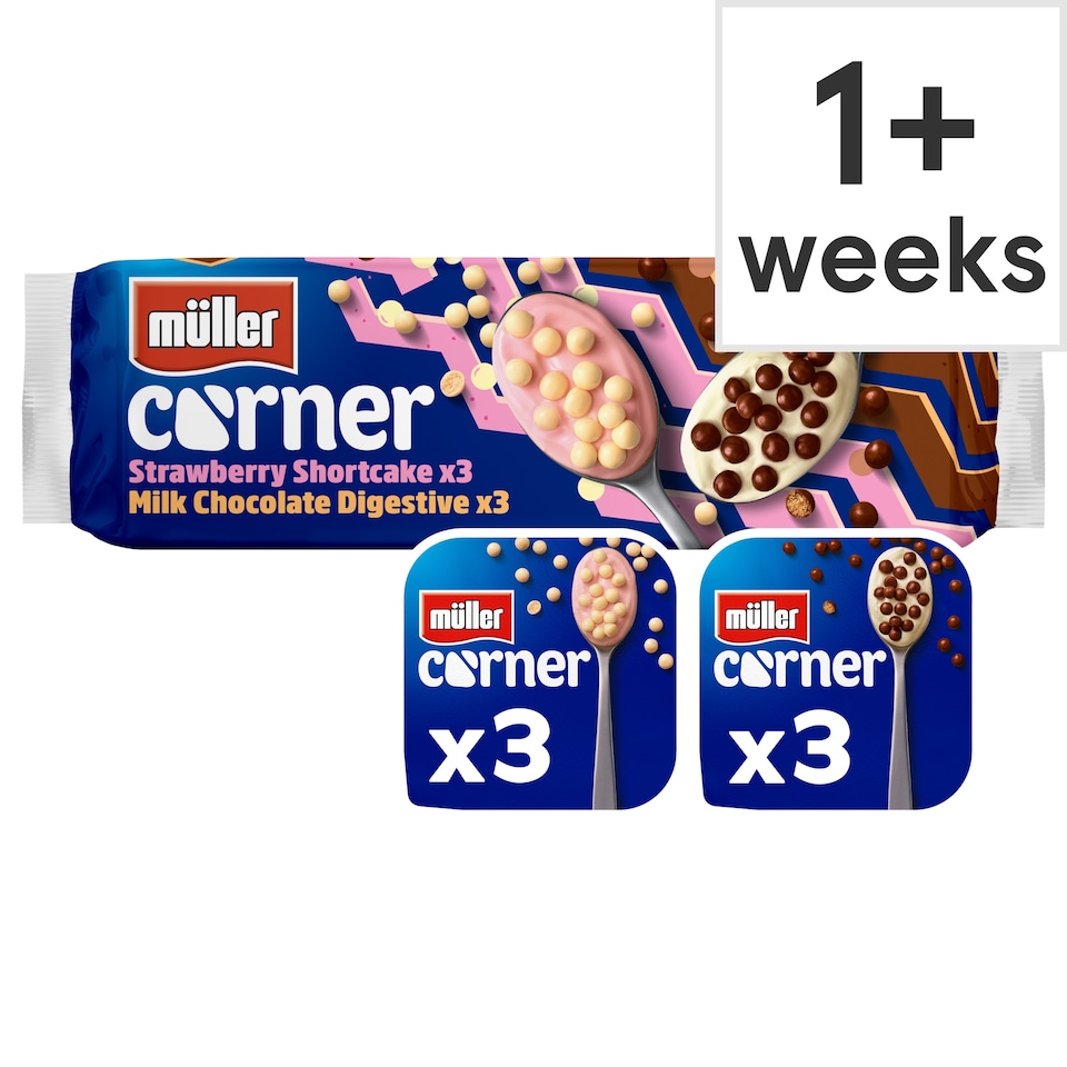 image 1 of Muller Corner Strawberry Shortcake & Chocolate Digestive Yogurts 6 x 124g