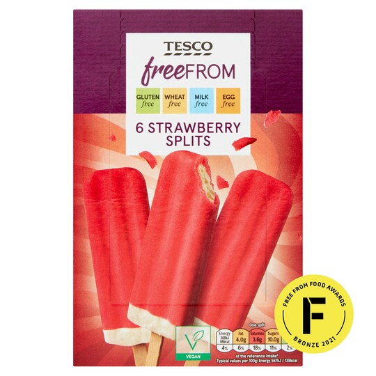 Tesco Free From 6 Strawberry Splits 6X70g Tesco Groceries