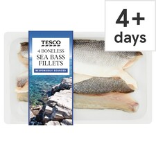 Tesco 4 Boneless Sea Bass Fillets 360G
