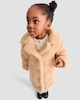 image 2 of F&F Girls Fleece Textured Teddy Coat in Light Nude
