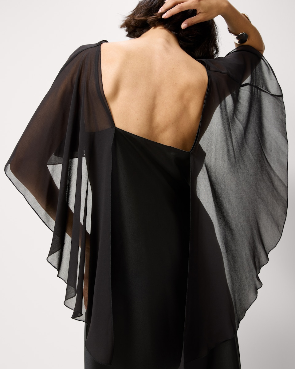 image 1 of F&F Satin Cape Midi Dress in Black