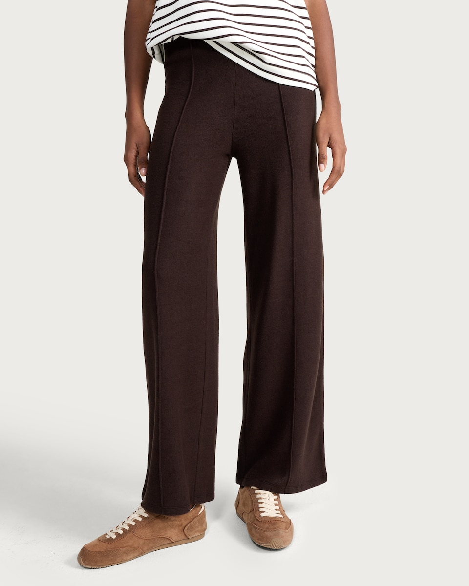 image 1 of F&F Pleated Wide Leg Co-ord Trousers in Brown
