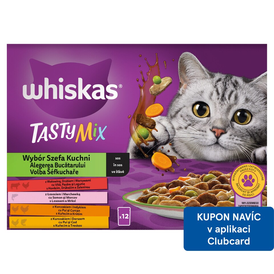 Whiskas Tasty Mix volba šéfkuchaře ve šťávě 12 x 85g (1,02kg)