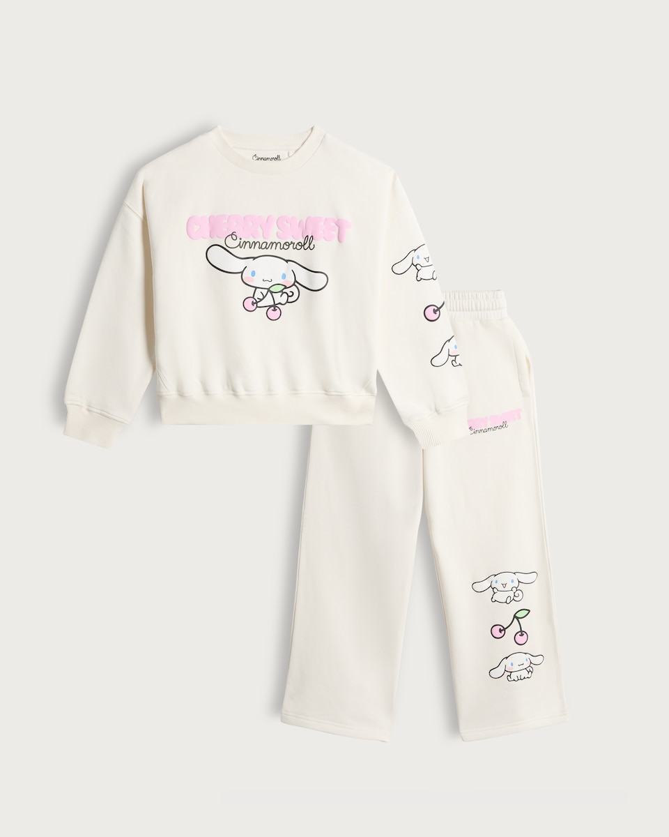 image 1 of Cinnamoroll 2-Piece Cotton Rich Sweatshirt and Joggers Set in White