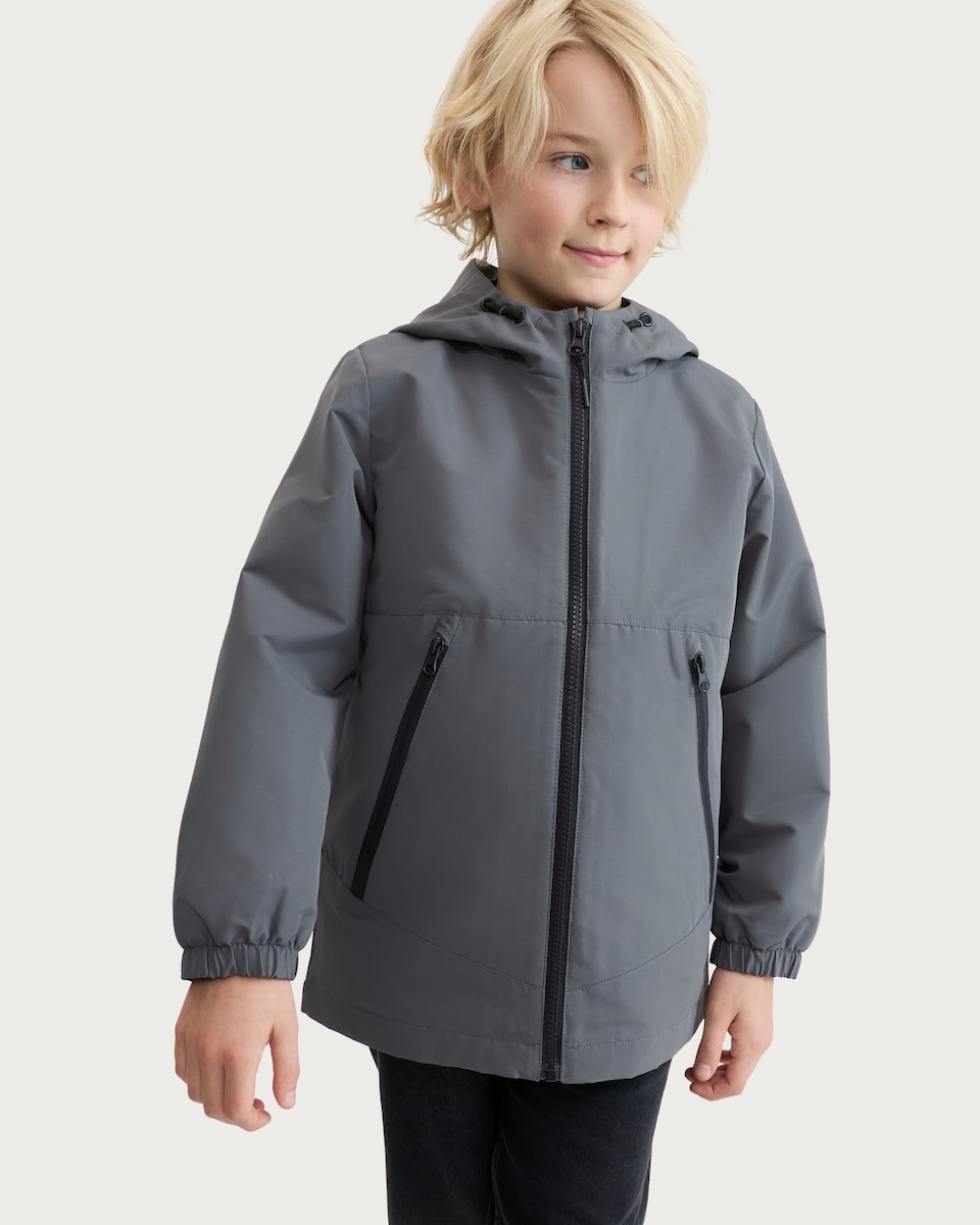 image 1 of F&F Boys 2-Piece Hooded Jacket and Padded Gilet Set in Grey