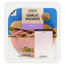 Tesco Garlic Sausage Slices 125g