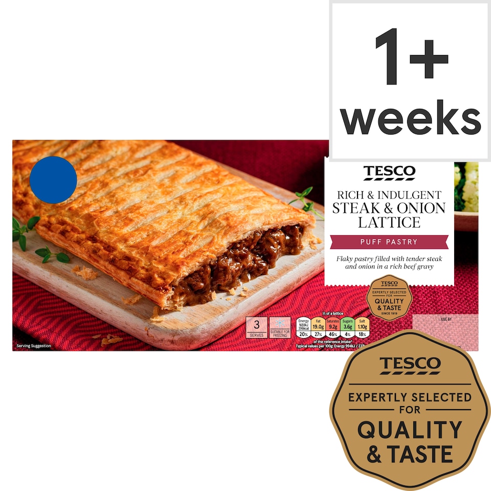 Tesco Steak & Onion Lattice Bar 500G
