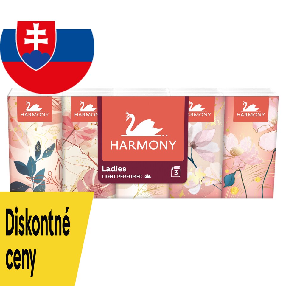 Harmony Ladies Light Perfumed papierové vreckovky 3 vrstvy 10 x 10 ks