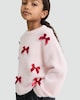 image 1 of F&F Girls Knitted Satin Bow Jumper in Pink