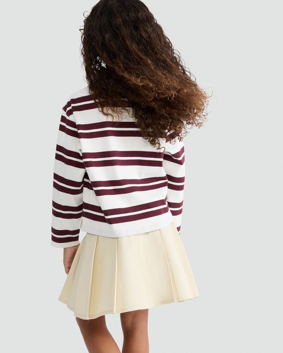 image 1 of F&F Girls Pure Cotton Stripe Print Rugby Shirt in Multi